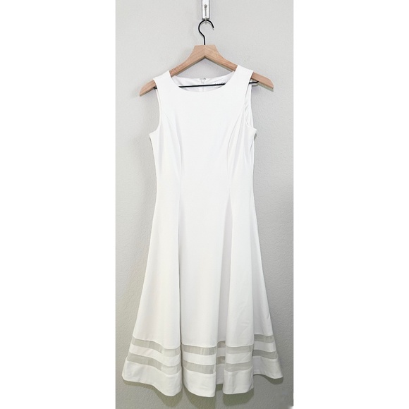 Calvin Klein Dresses & Skirts - Calvin Klein Mesh A Line Dress Sleeveless White 2 Excellent